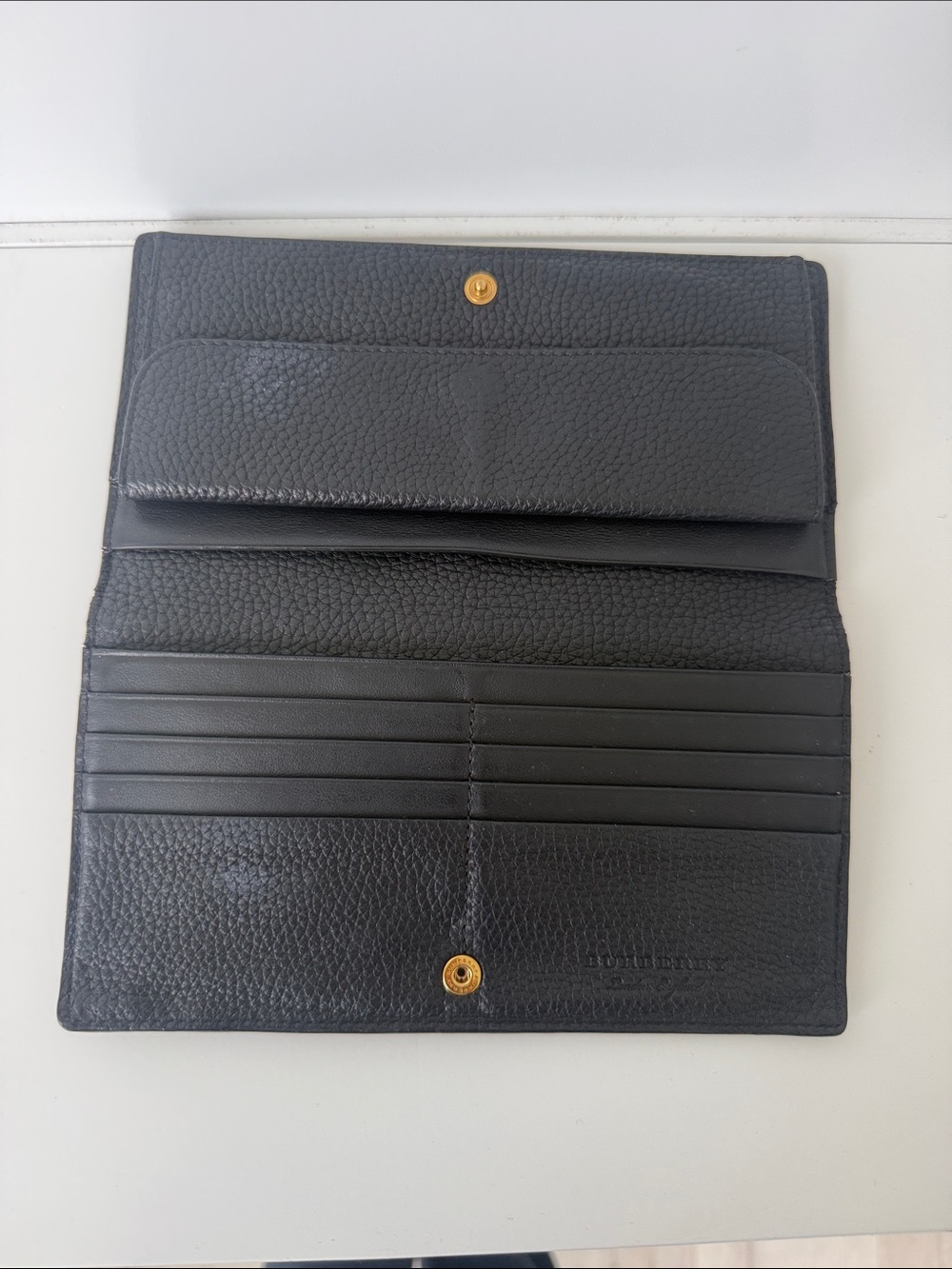 Burberry Black Embossed Leather Fold Wallet - Picture 2 of 3